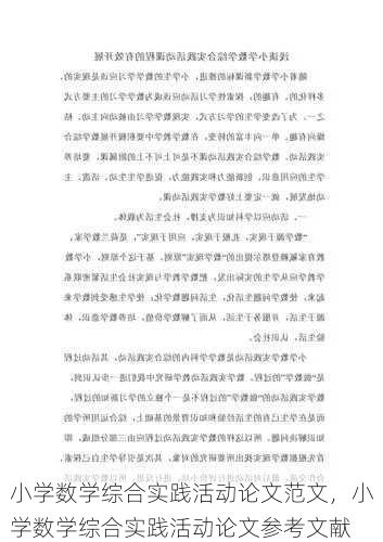 小学数学综合实践活动论文范文，小学数学综合实践活动论文参考文献