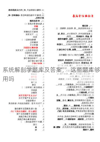 系统解剖学题库及答案，  这些题库够用吗
