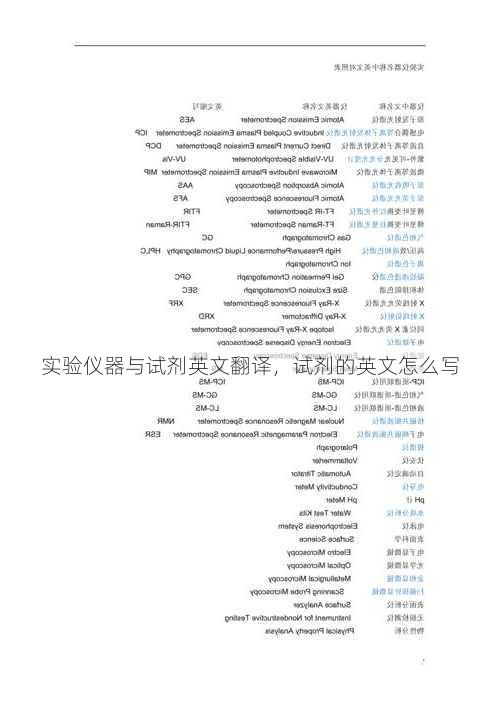 实验仪器与试剂英文翻译，试剂的英文怎么写