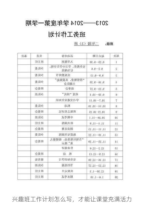 兴趣班工作计划怎么写，才能让课堂充满活力