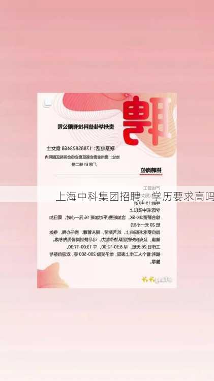 上海中科集团招聘，学历要求高吗