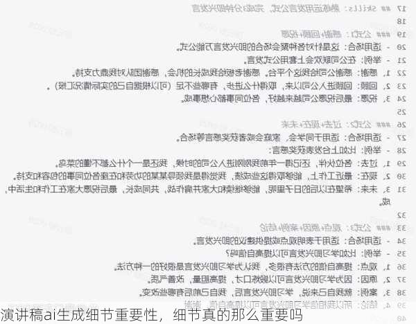 演讲稿ai生成细节重要性，细节真的那么重要吗