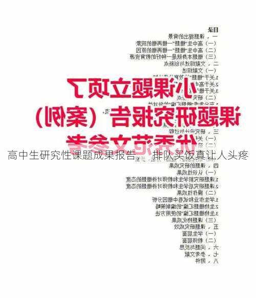 高中生研究性课题成果报告，  排队买饭真让人头疼